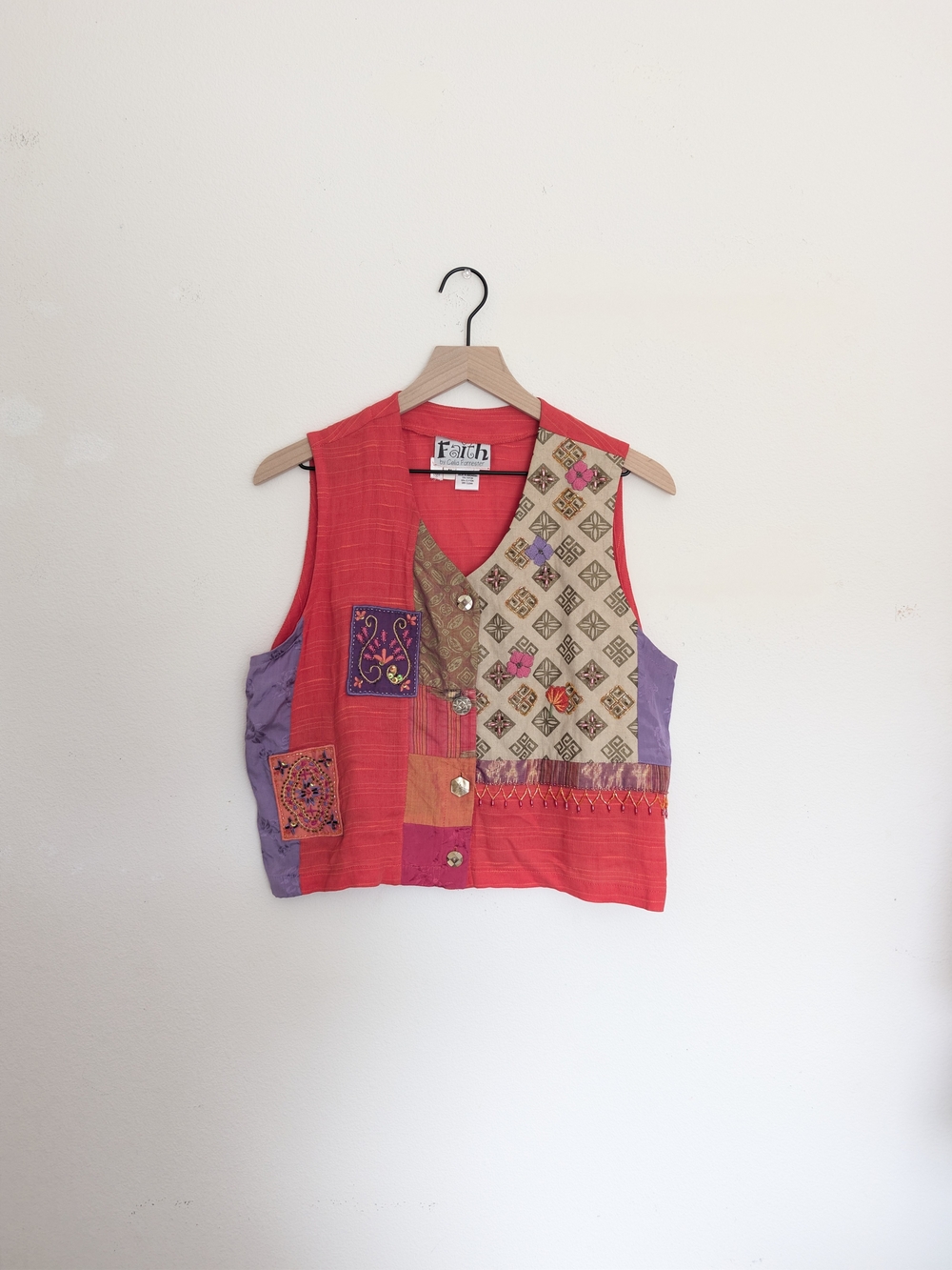 Vintage 90s Patchwork Red & Purple Vest